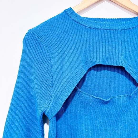 SHEIN – Ribbed turquoise sweater with feather cuffs | Size XL * - Picture 2 of 7